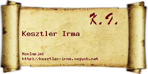 Kesztler Irma névjegykártya